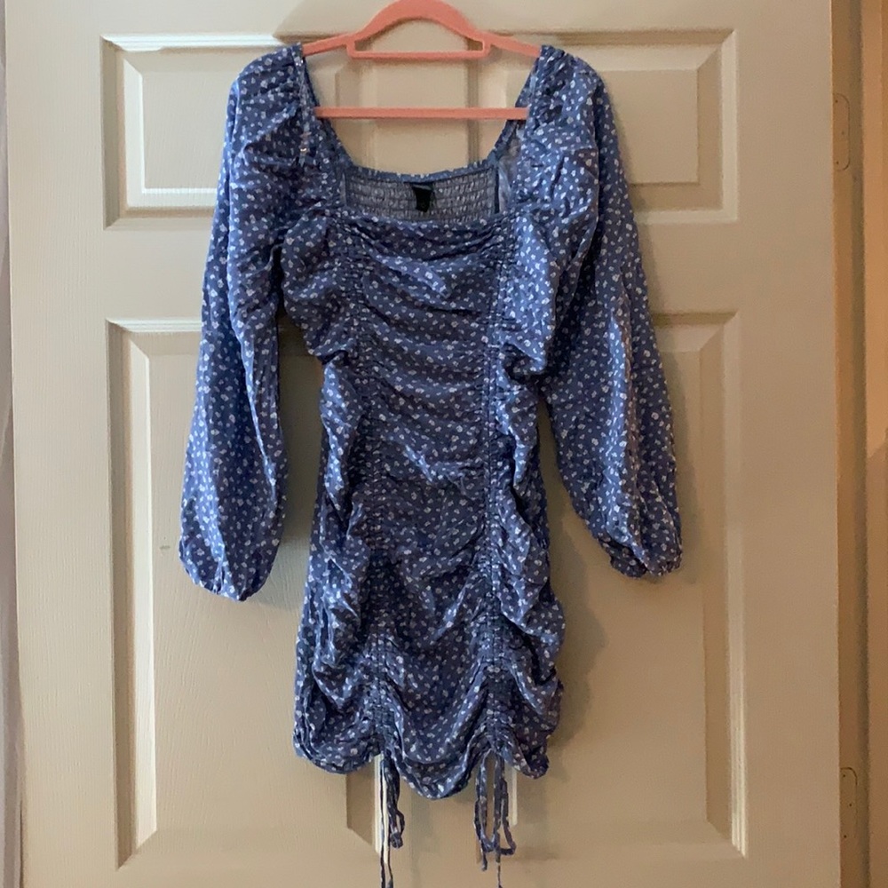 Wild Fable Blue Ruched Mini Dress